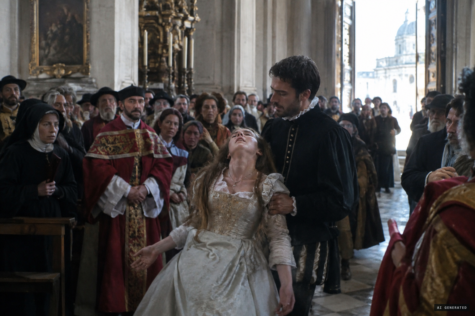 Taken to Rome, she performs during the 1600 Papal Jubilee.