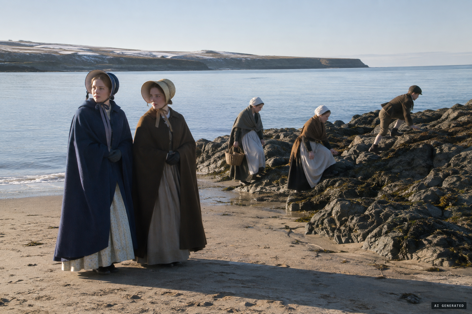 Elizabeth Mackay and C. Mackenzie on the shore at noon, 12 January 1809