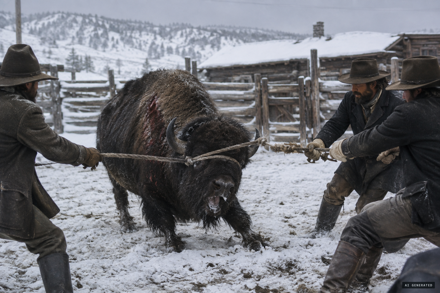 Dying, the animal bites through a half-inch rope