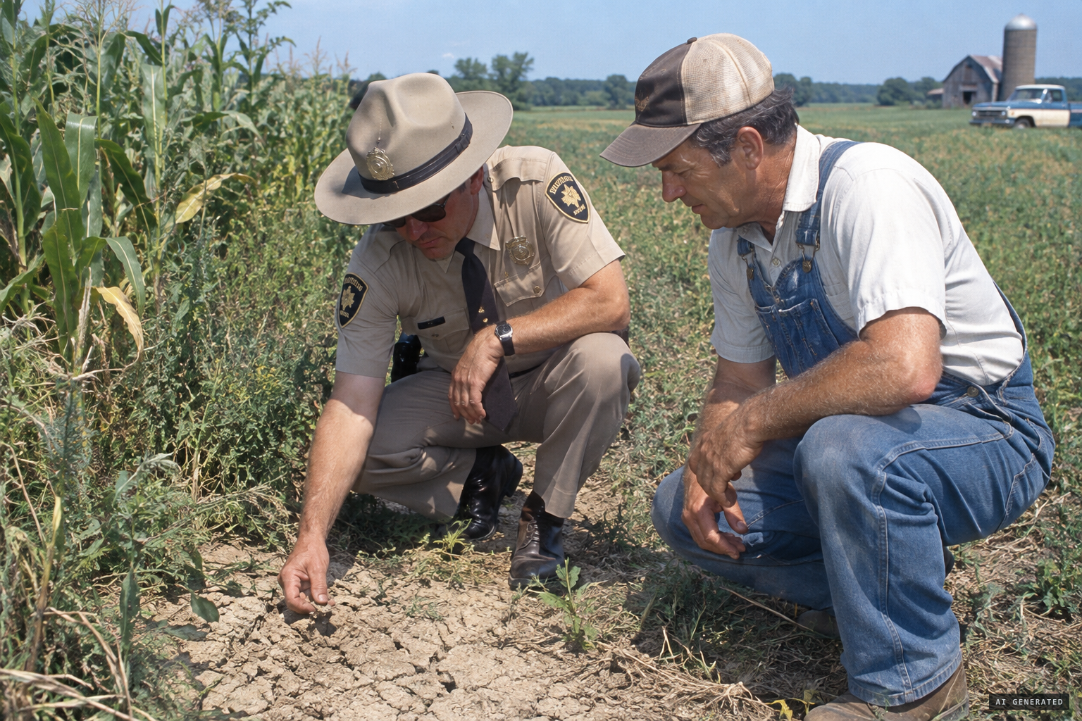 Conservation Officer William Woodall finds no tracks in the hard ground