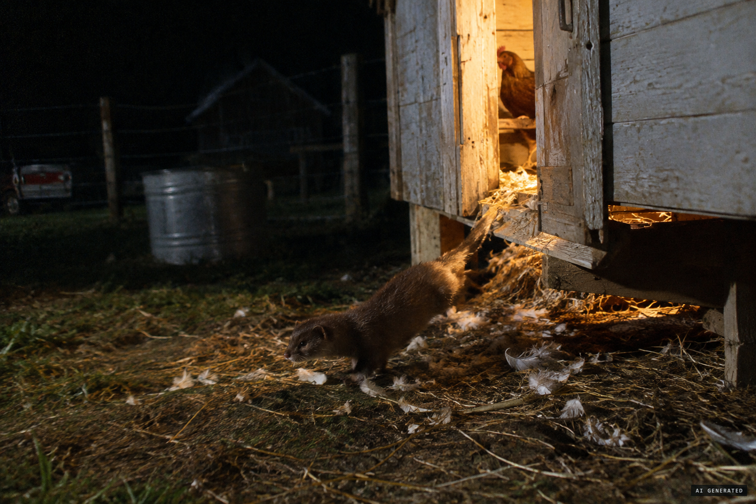Surplus killers like mink or weasels could explain the chickens