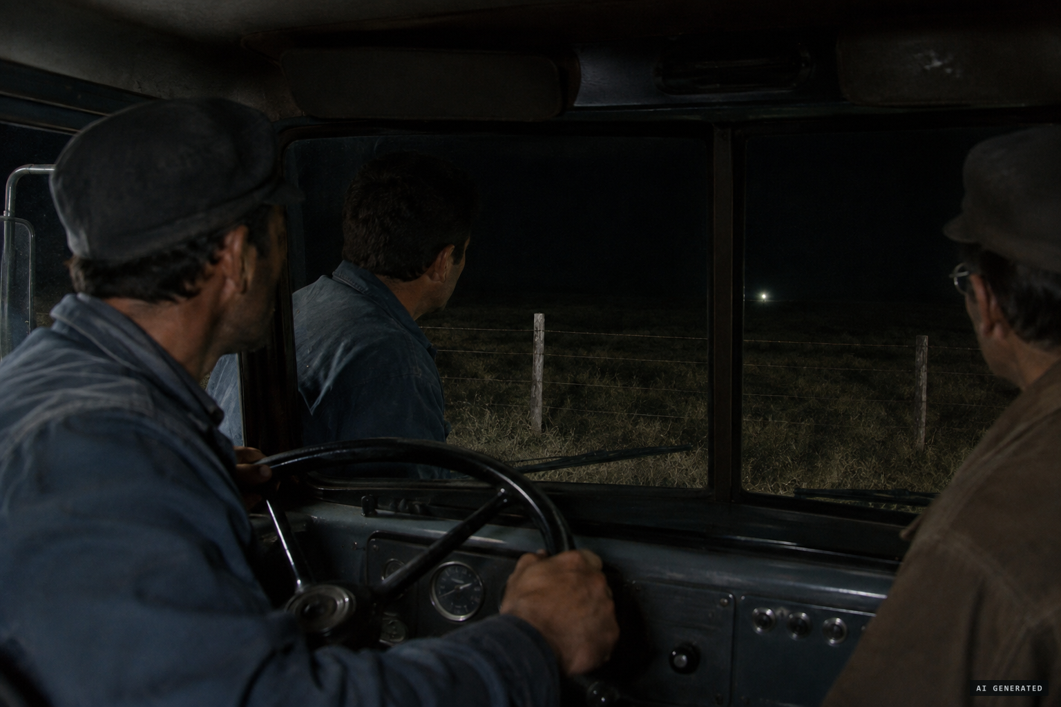 Near km 72, a light switches on and off in the field like a flashlight