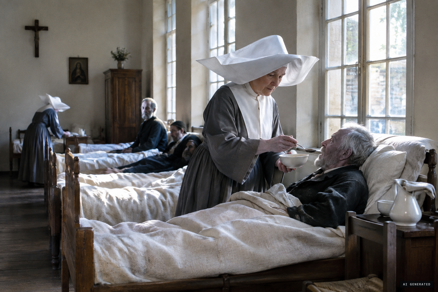 Catherine cares for the elderly at the Hospice d'Enghien