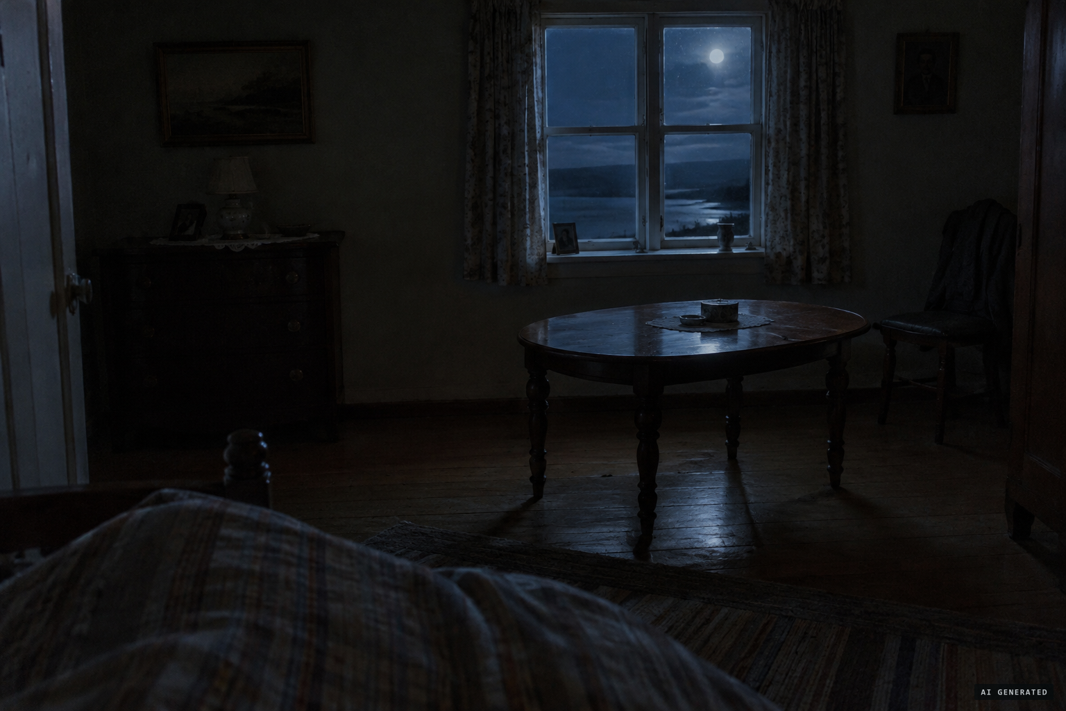 The writing table moves away from the baðstofa window