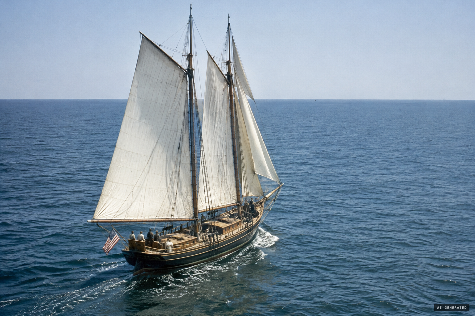 The schooner Madaline crosses open Lake Erie, bound from Buffalo to Toledo