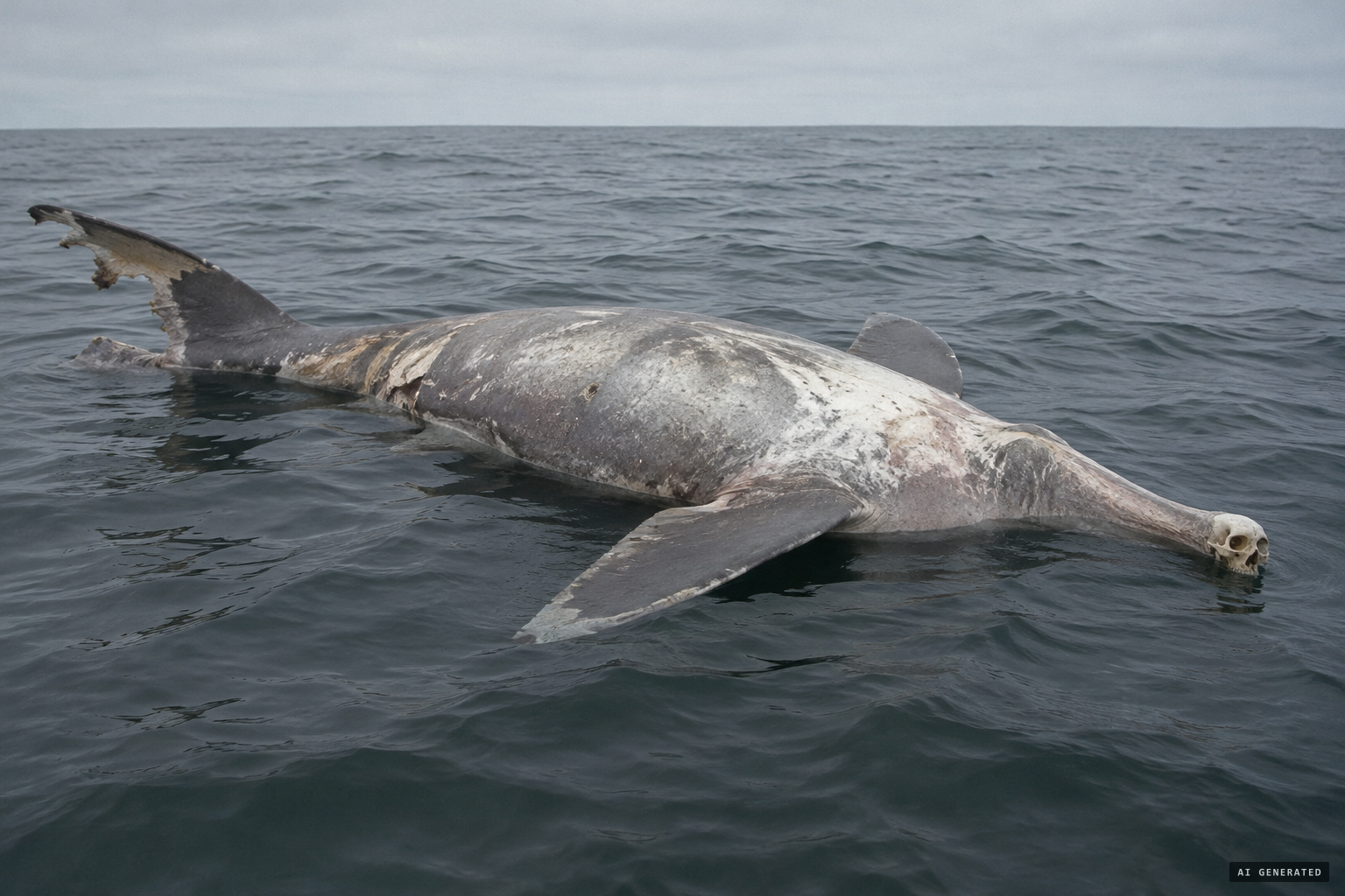 A rotting basking shark becomes a plesiosaur-like impostor