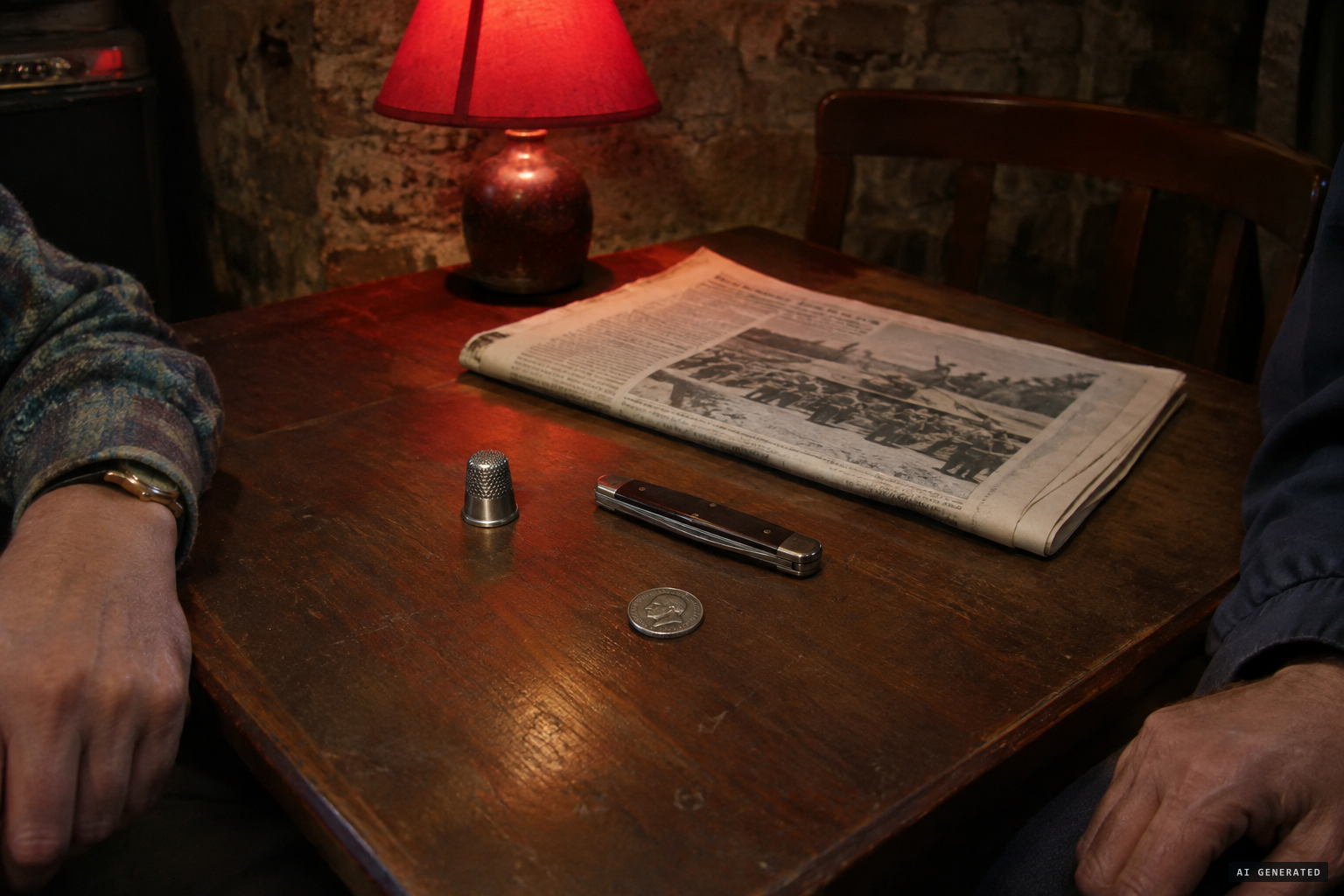Apports: a Churchill crown, a silver thimble, a penknife and a 1944 Daily Mail
