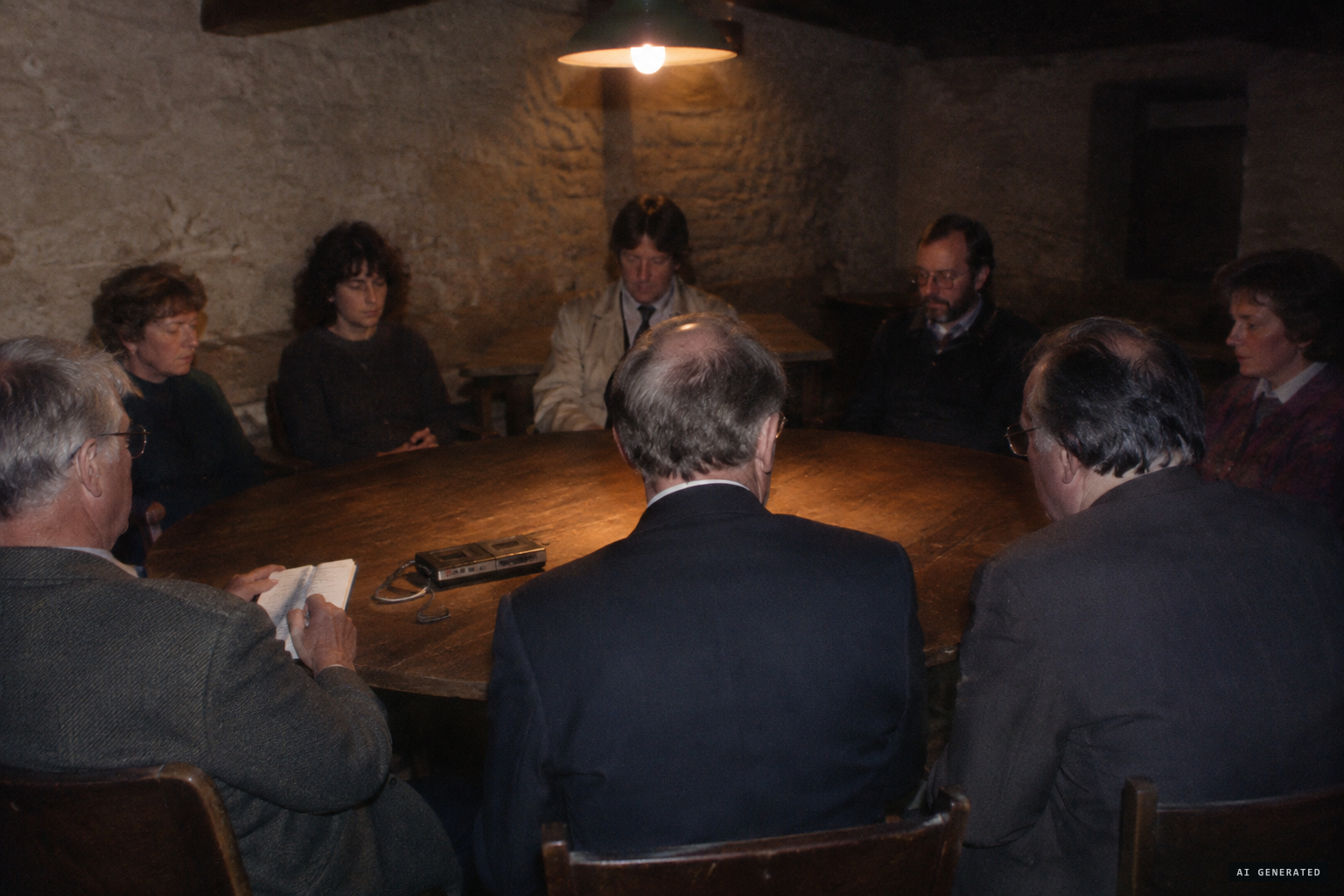 SPR investigators Keen, Ellison and Fontana sit with the group