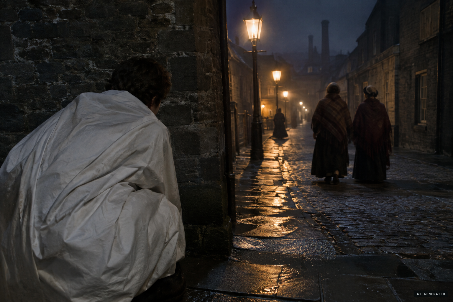 Rumour of a tall man in a white sheet frightening women for a bet