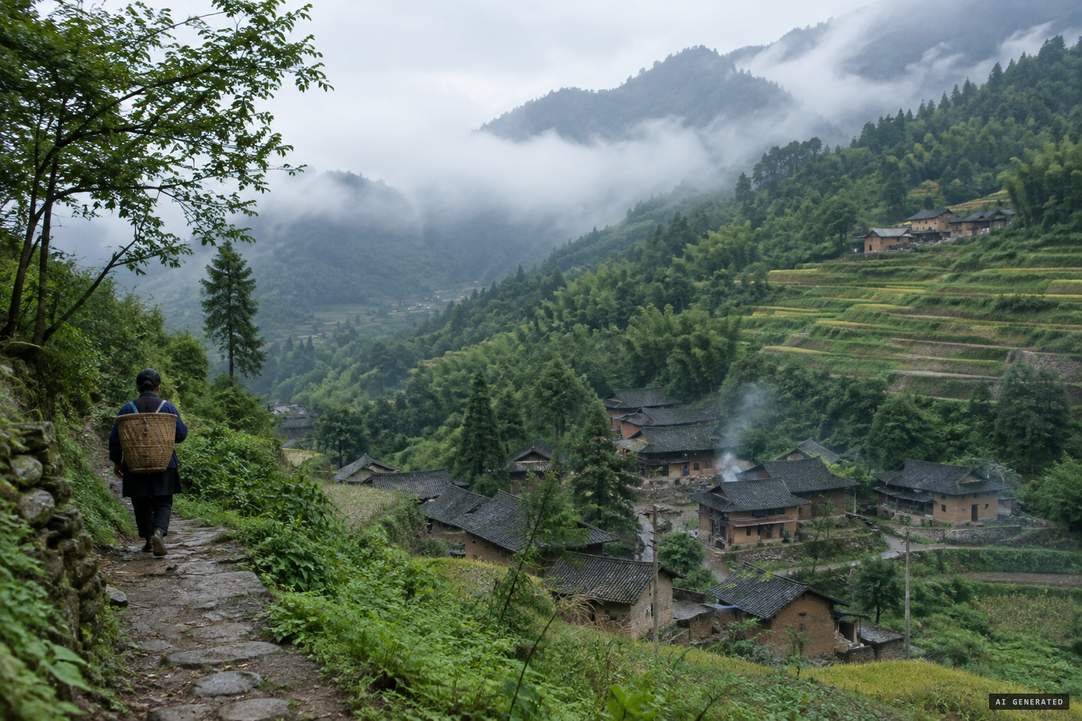 Forested countryside of Sichuan province, where the story begins