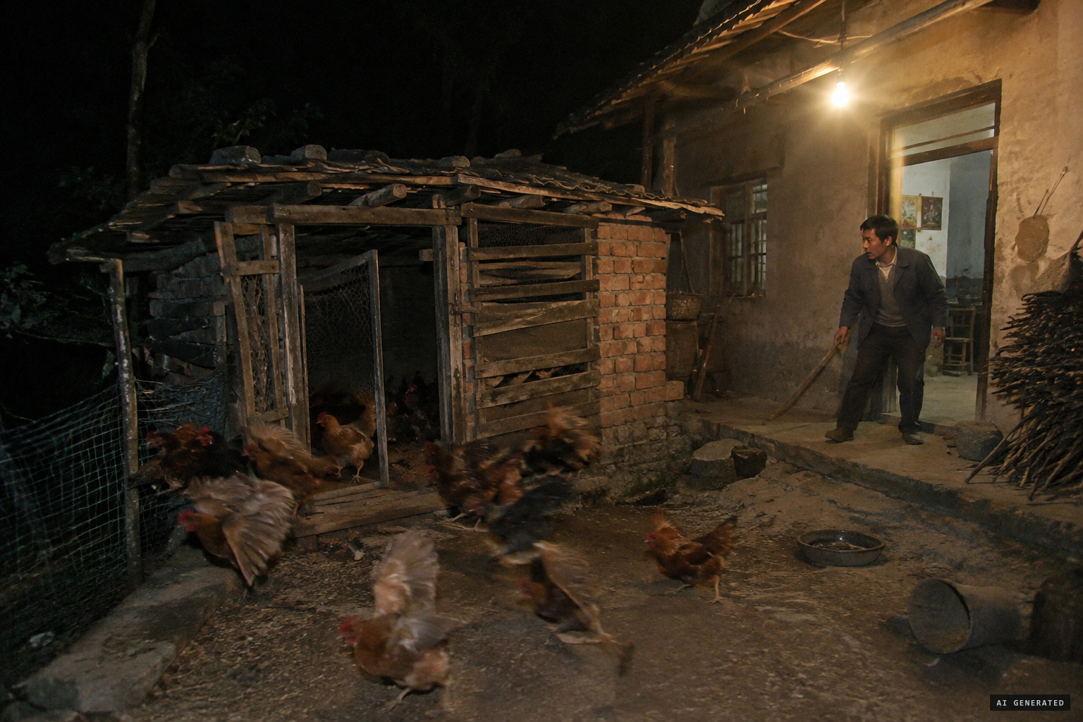 The animal broke into a farmhouse to eat live chickens