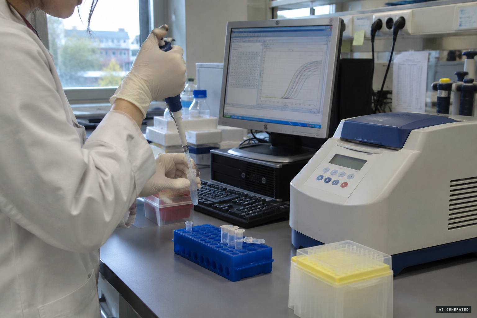 In the lab, the skin sample is tested: black bear.
