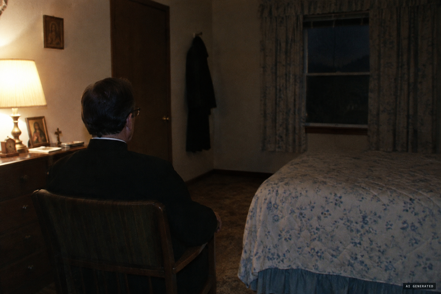 A diocesan priest spends two nights in the house and sees nothing unusual.