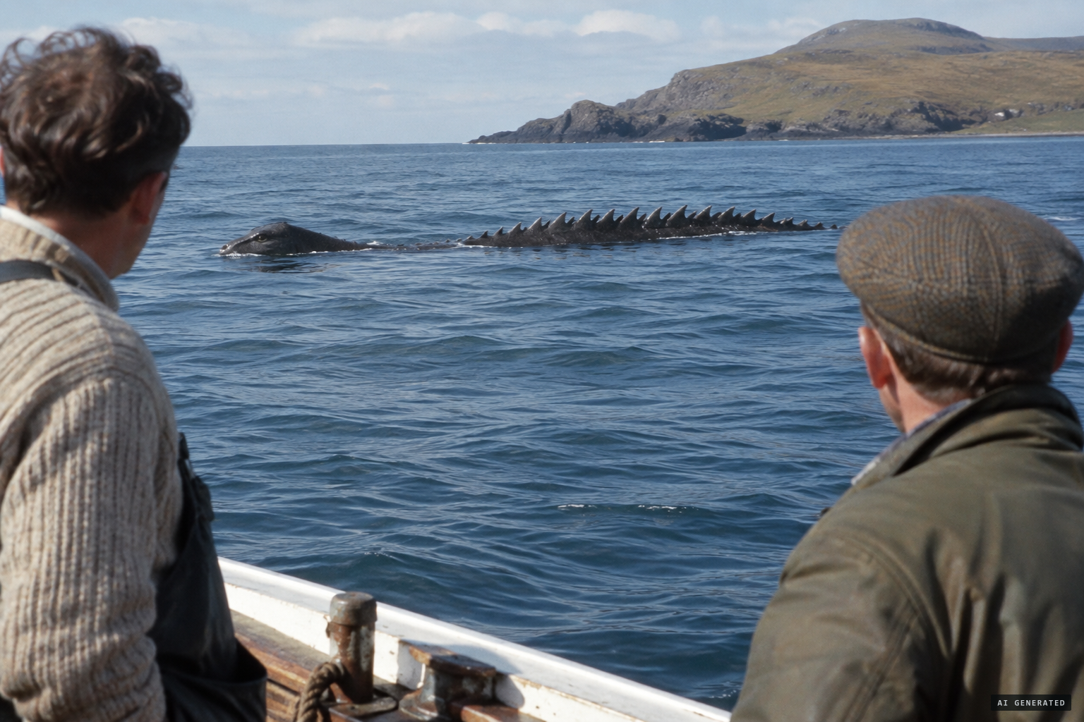 The scaly back with its immense sawtoothed ridge, 20 yards away