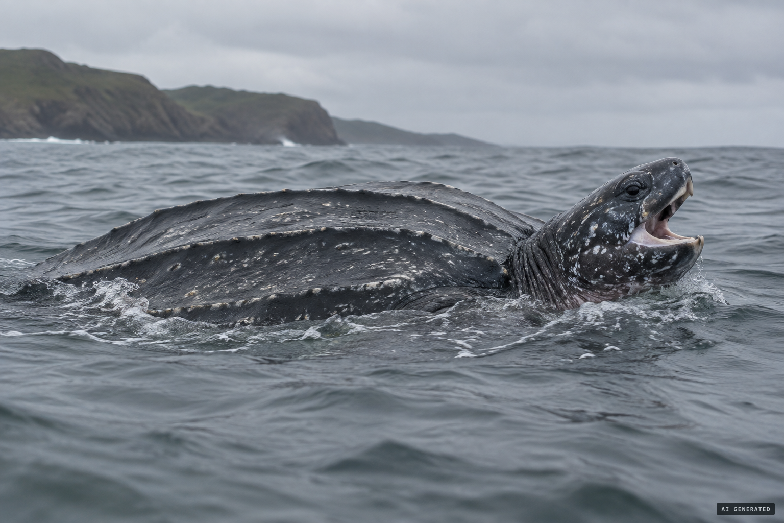 A leatherback, which can exceed 2 m and visits Scottish waters