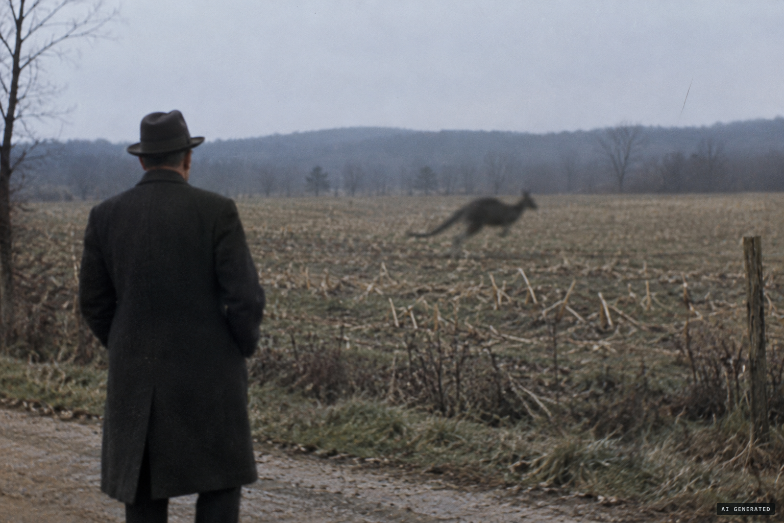 Rev. Hancock sees a giant kangaroo-like animal running and leaping across the field