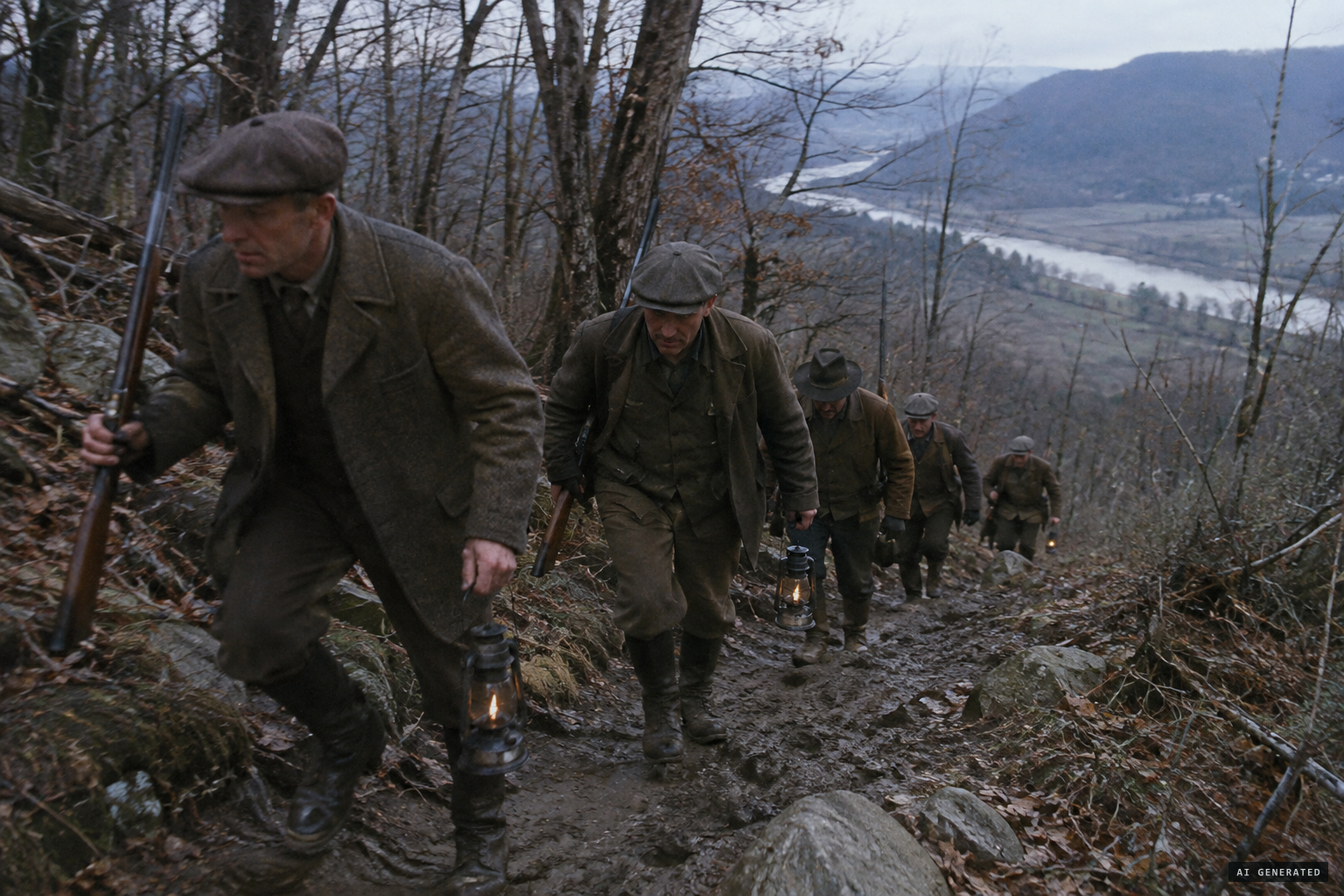 The search party tracks the animal up the mountainside
