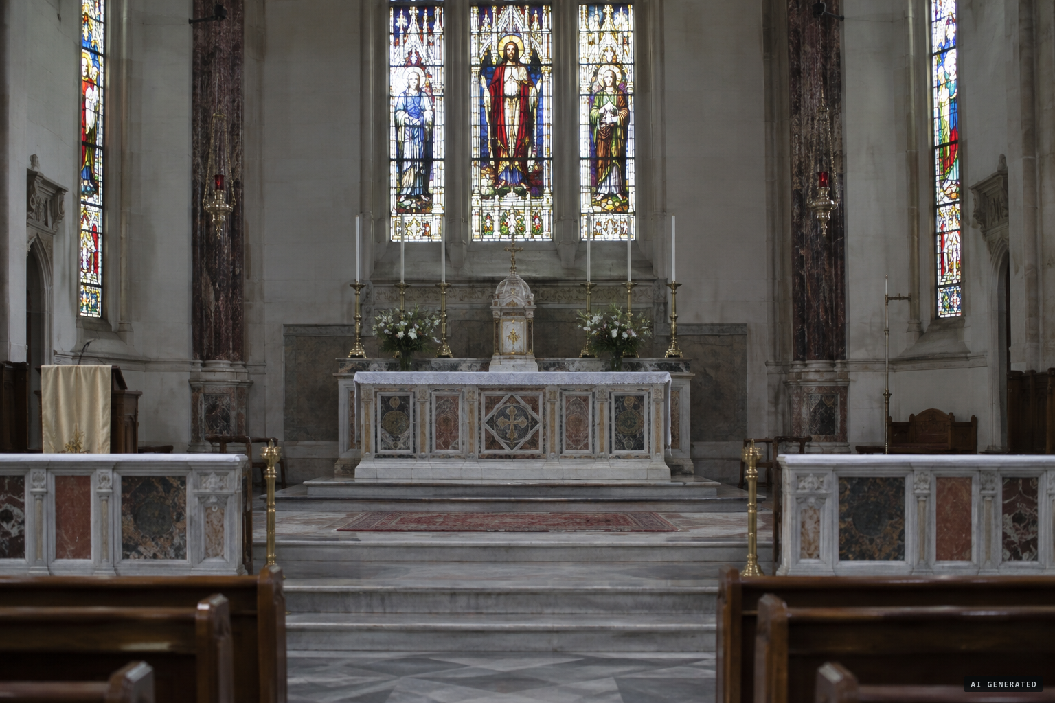 Through the viewfinder, nothing unusual beside the altar