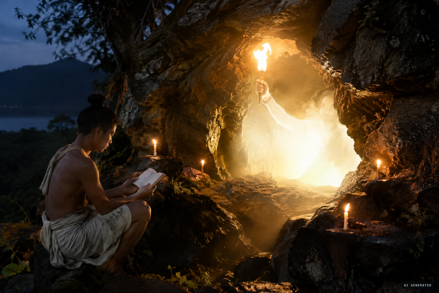 A light lasting hours and an arm holding a lit torch in the opening.