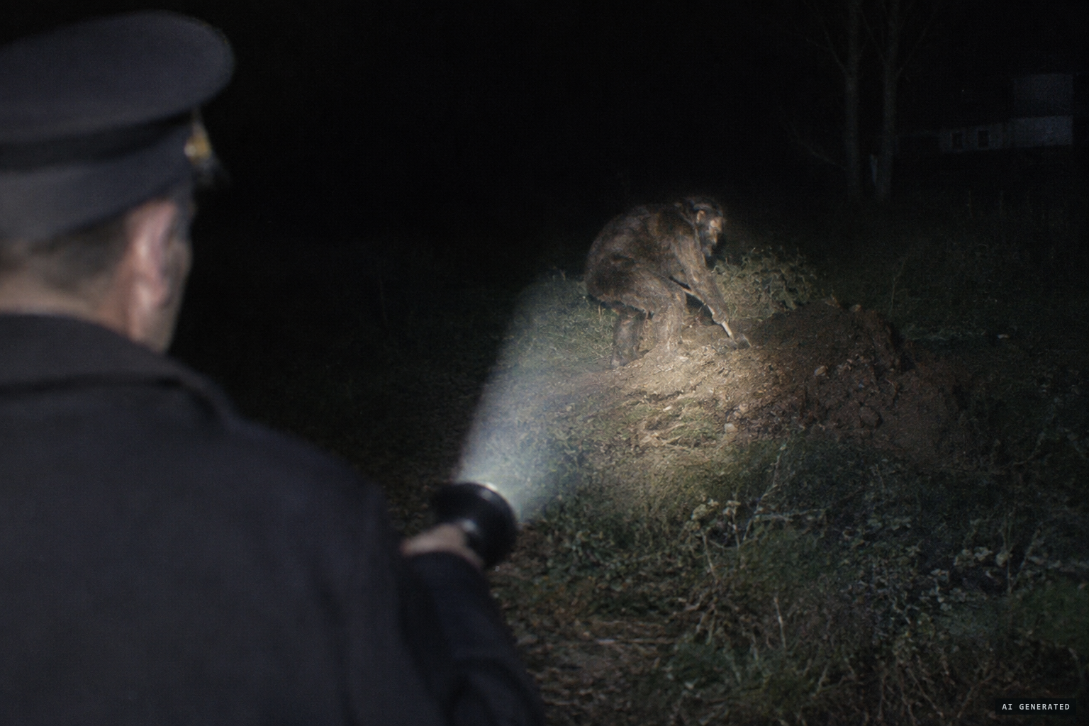 The second night: the flashlight finds it digging again