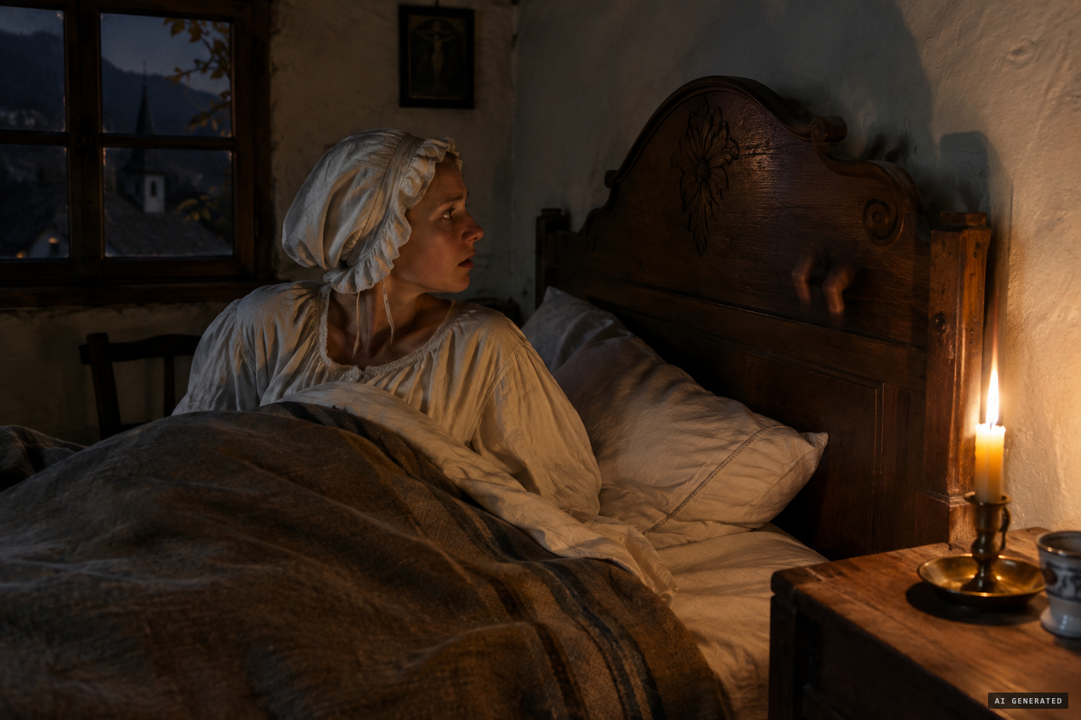 A maid hears knocking on her bedhead