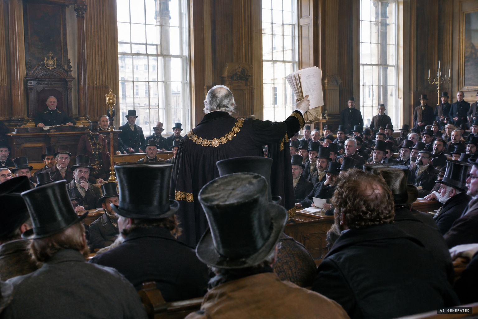 The Lord Mayor shows a crowded room a pile of letters about 'wicked pranks'