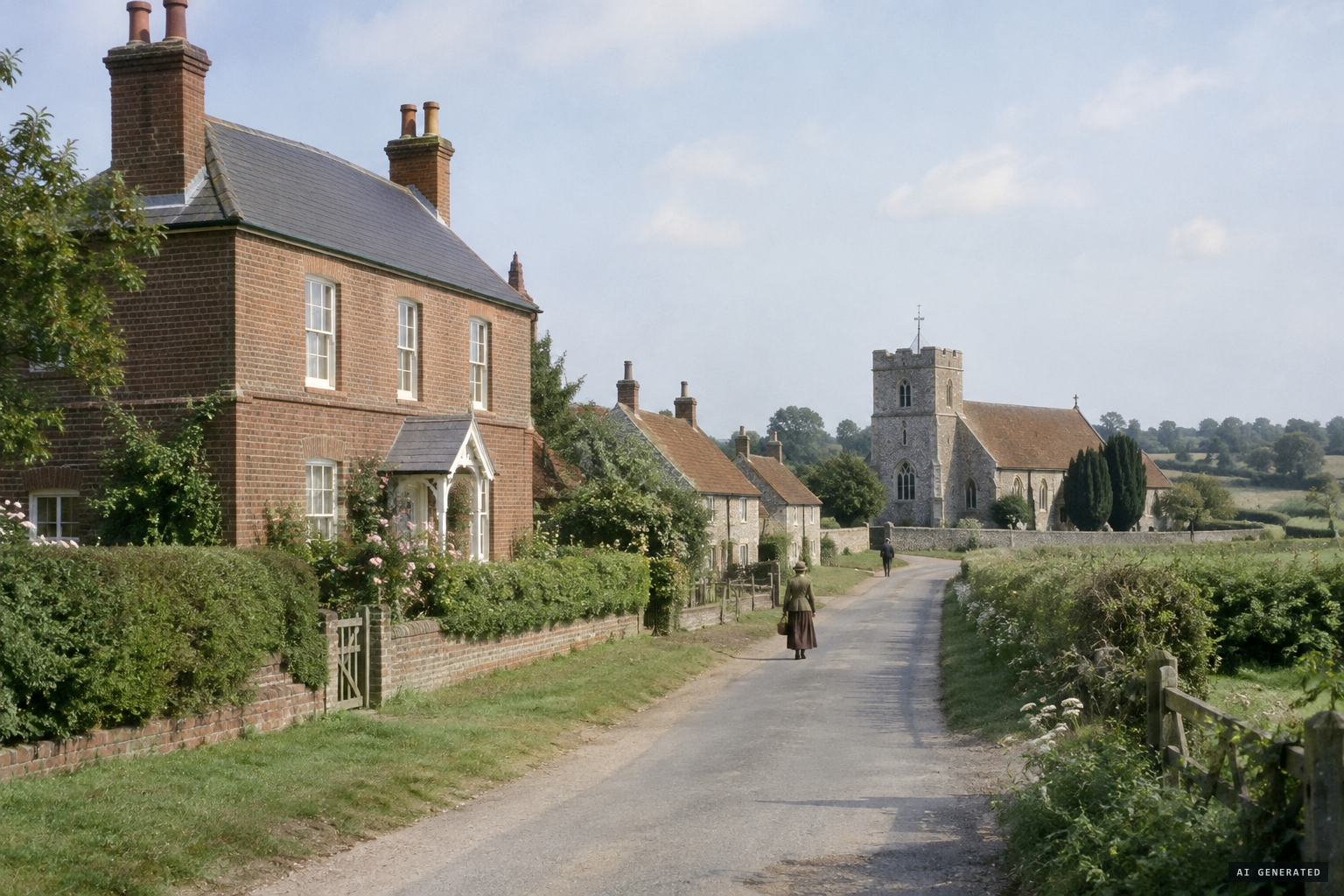 The village of Swanton Novers, its church of St Edmund's and the rectory