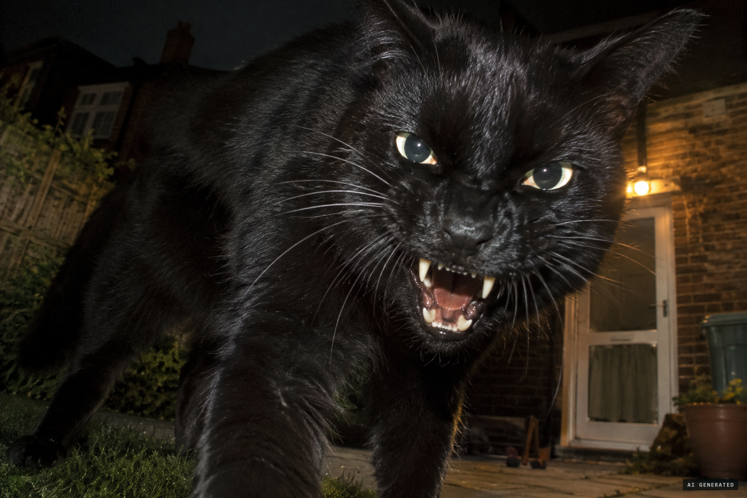 Huge teeth and the whites of its eyes, inches from his face