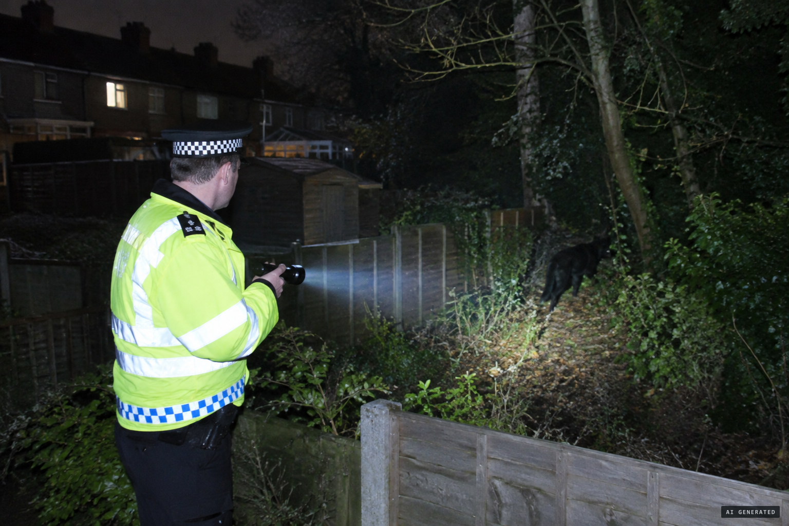 An officer believes they saw a Labrador-sized black cat-like animal fleeing into the darkness