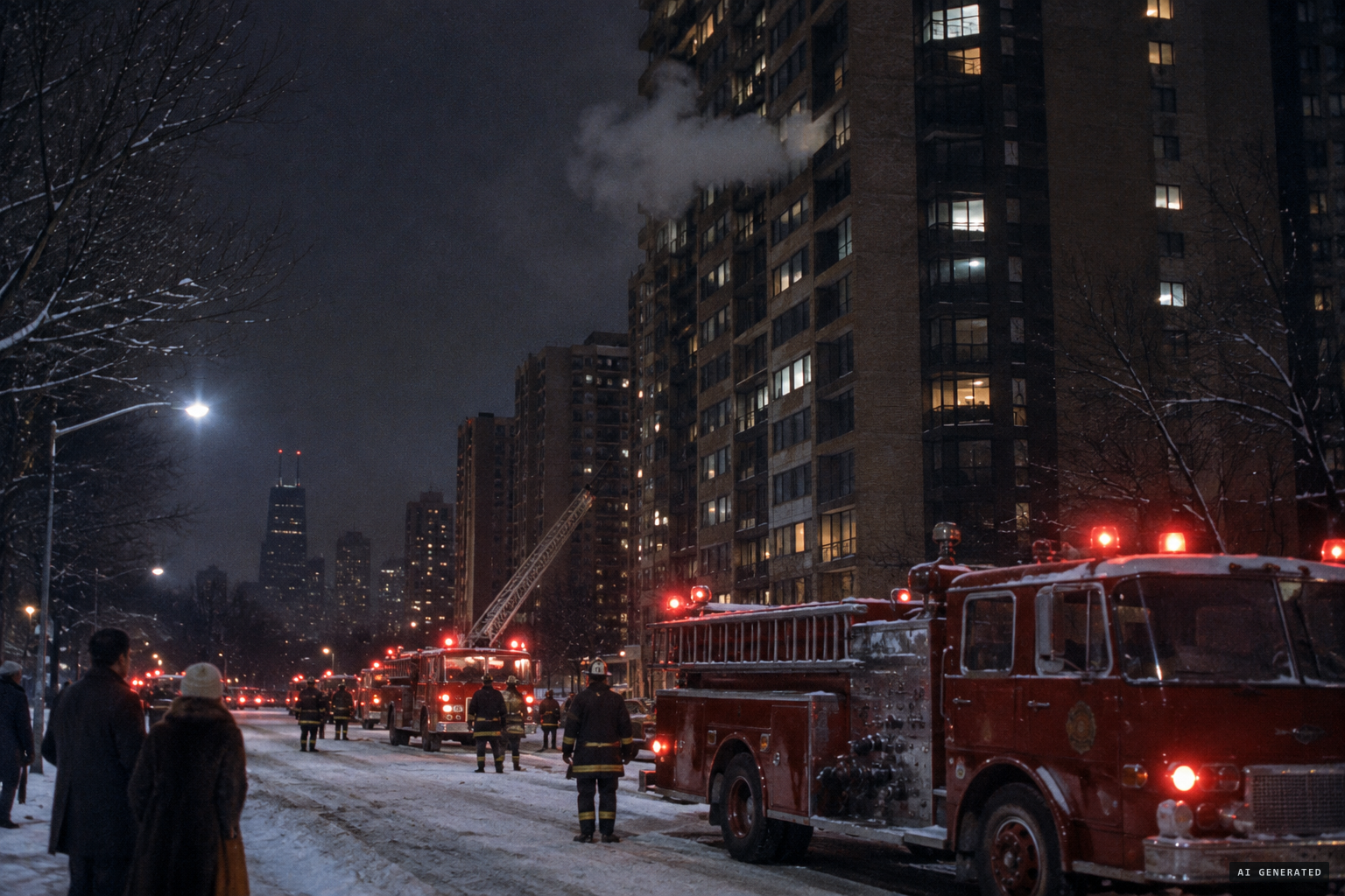Smoke is noticed from Basa's apartment on the evening of February 21, 1977