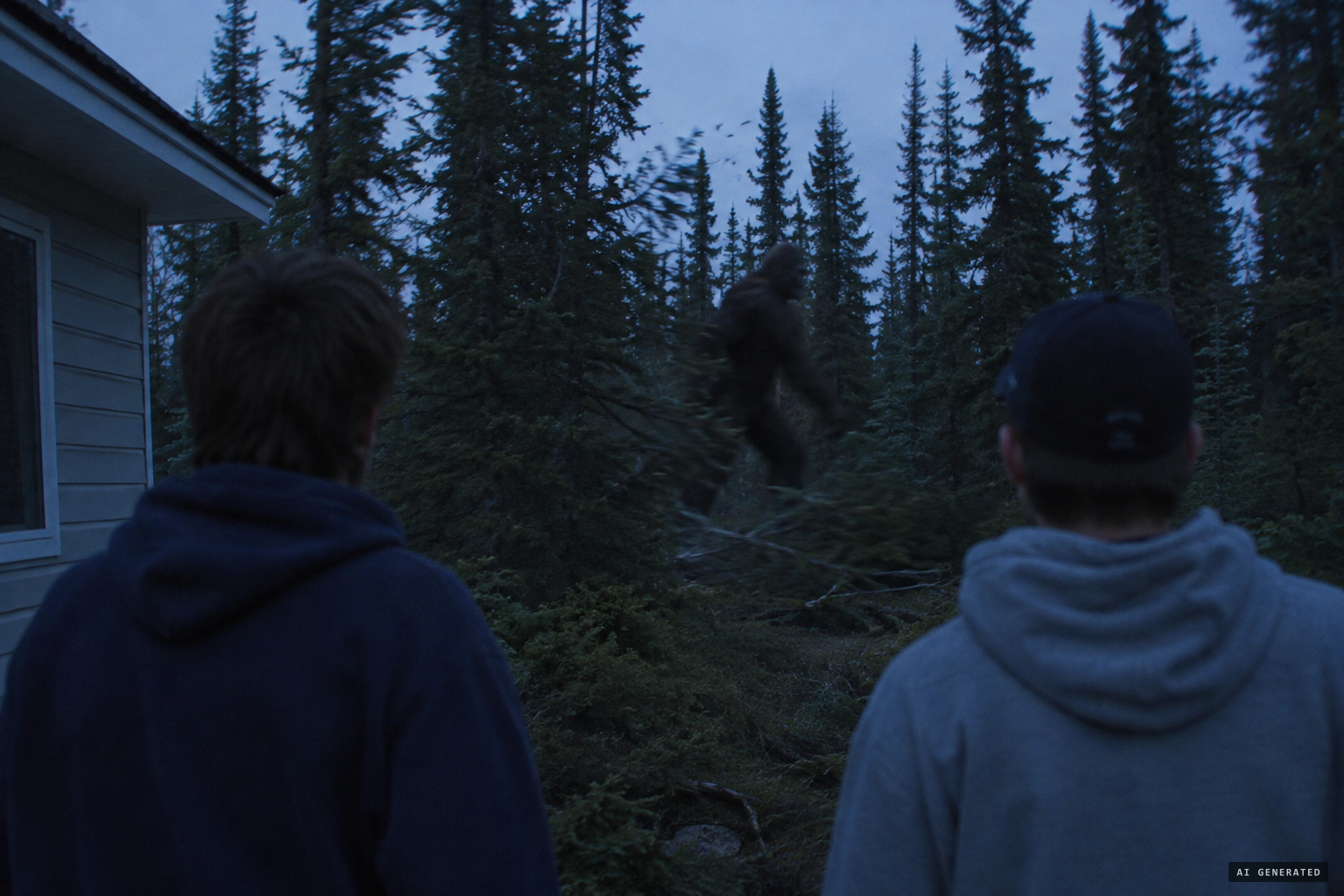 Trees snap and creak on a windless night as the figure moves too fast to follow