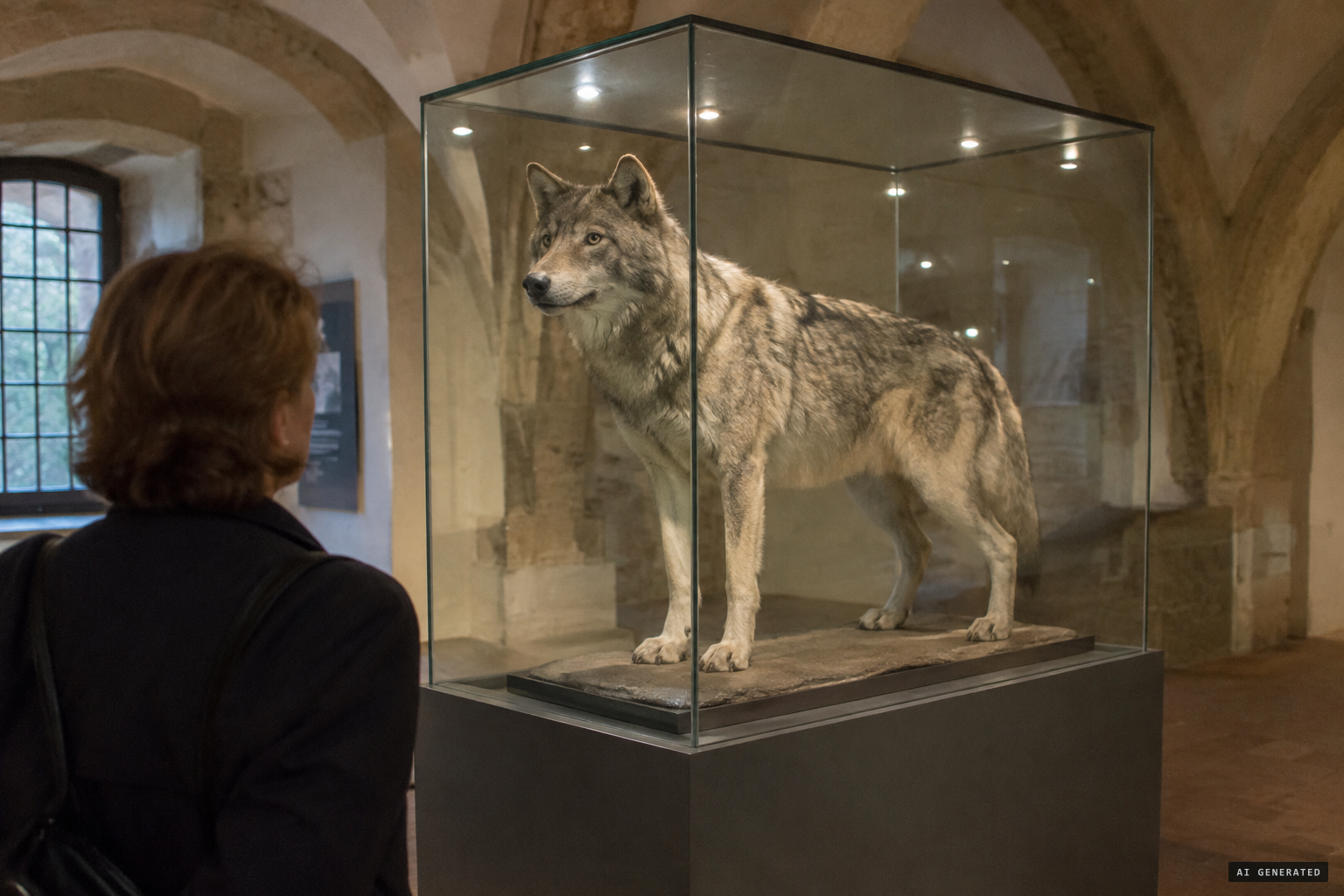 The mounted wolf in the Stadtmuseum at Schloss Hoyerswerda