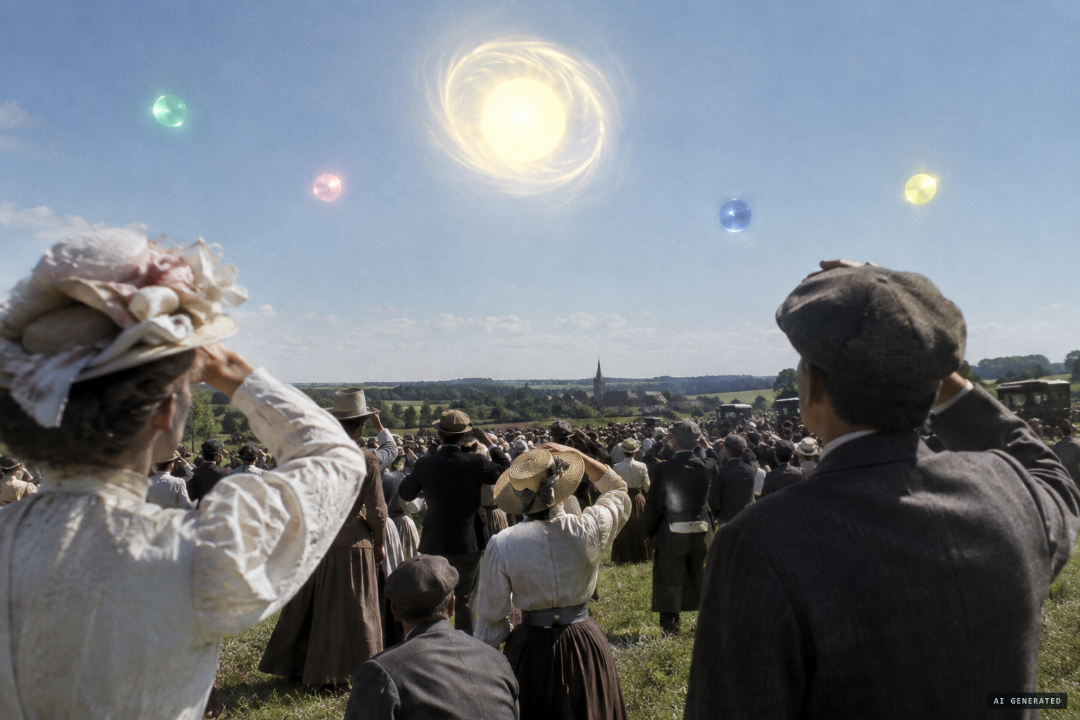 The spinning sun and glowing globes reported in 1901