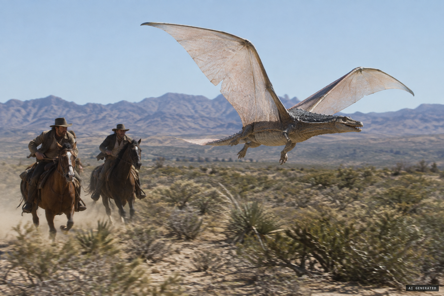 Exhausted, the creature flies only short distances as the riders chase it for miles