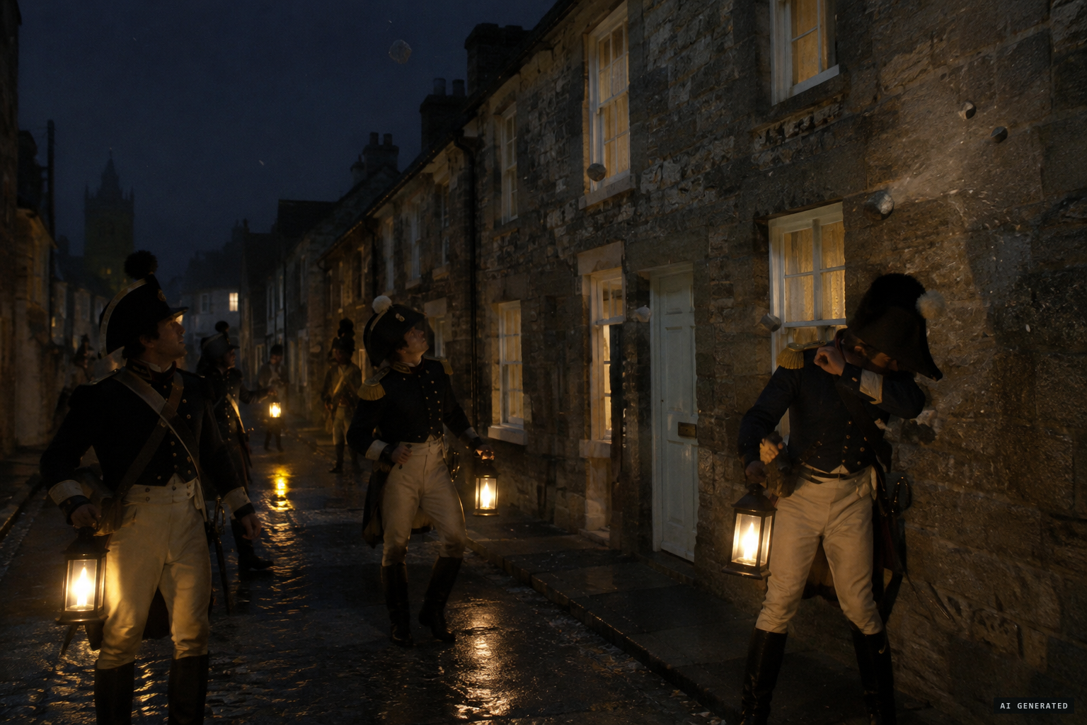 Officers watch the stones strike but cannot find the thrower
