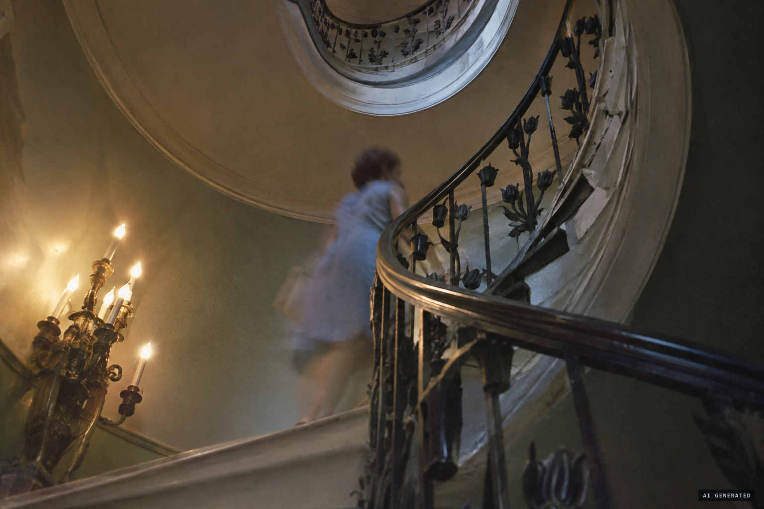 A slow exposure of a moving visitor, one suggested explanation