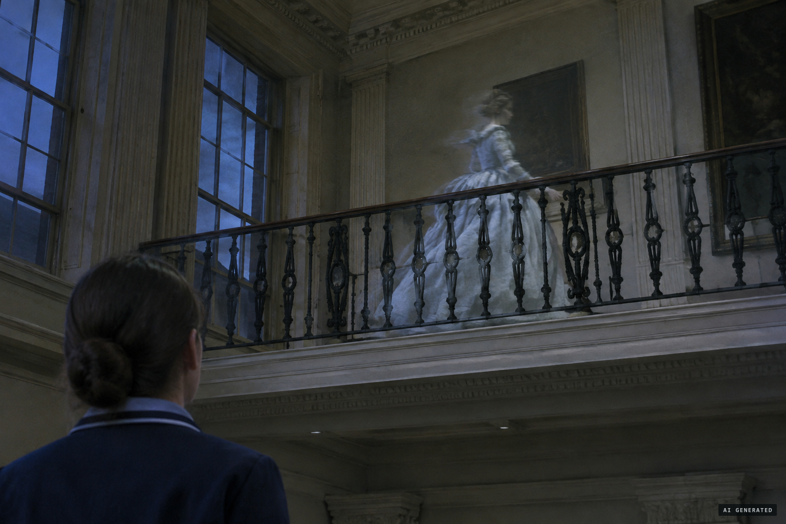 Gallery assistant Tony Anderson sees a woman glide through the wall, 20 May 2002