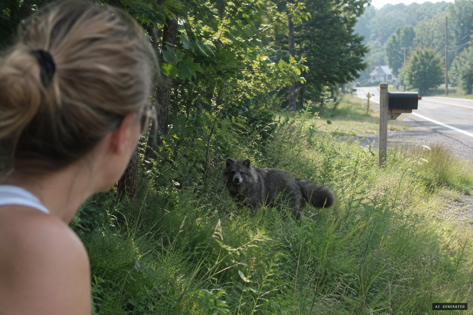 Michelle O'Donnell locks eyes with the animal near her yard