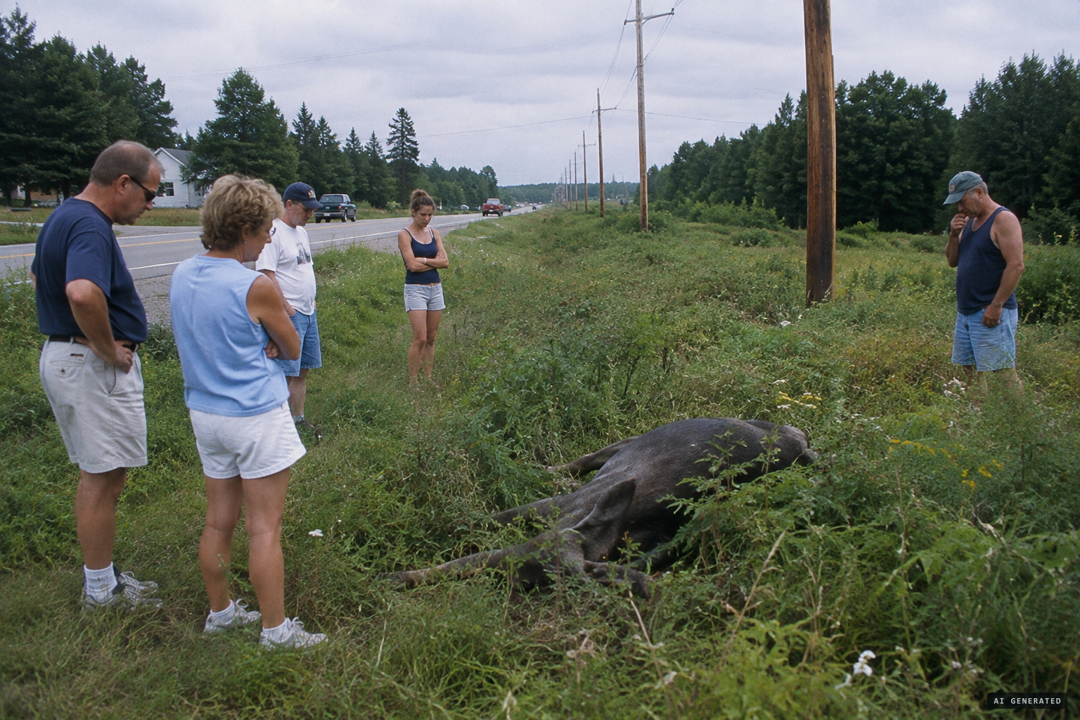 Neighbours find the dead animal along the power lines