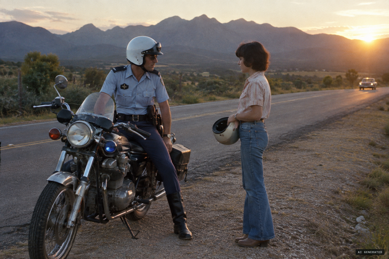 Cpl van Jaarsveld gives a lift to a short dark-haired girl
