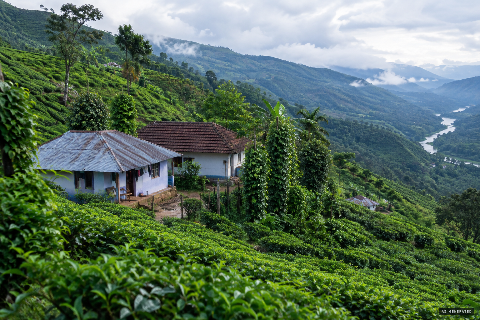Two small houses on a hillside plot in Ward 1 of Upputhara