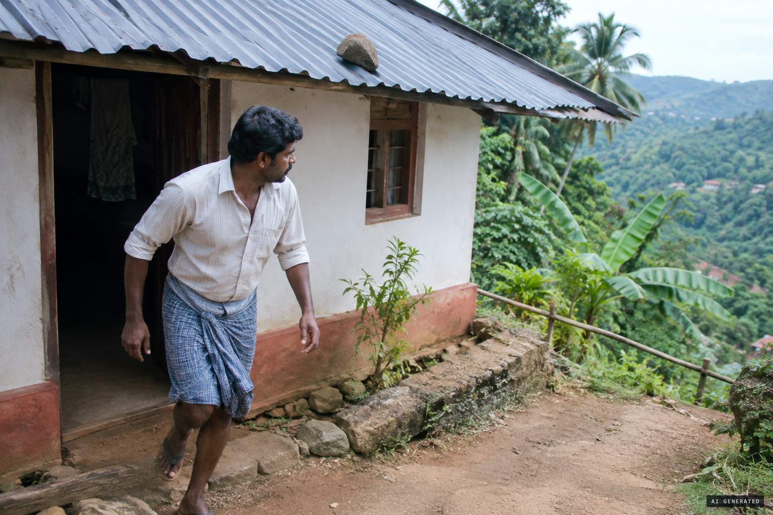 2 July 2021: Suresh rushes out after a stone hits the roof, but finds no one