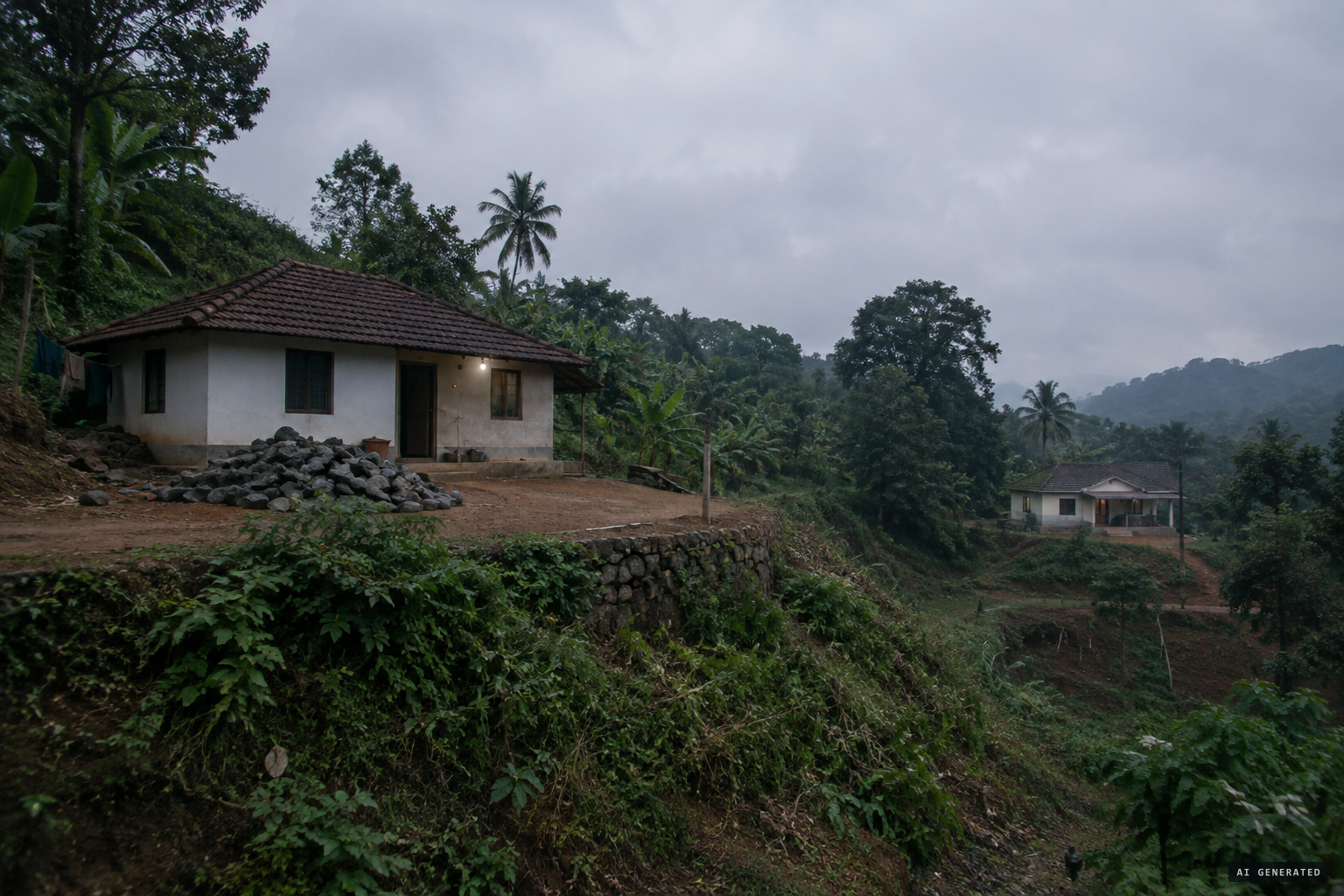Stones at one house, the nearby houses spared