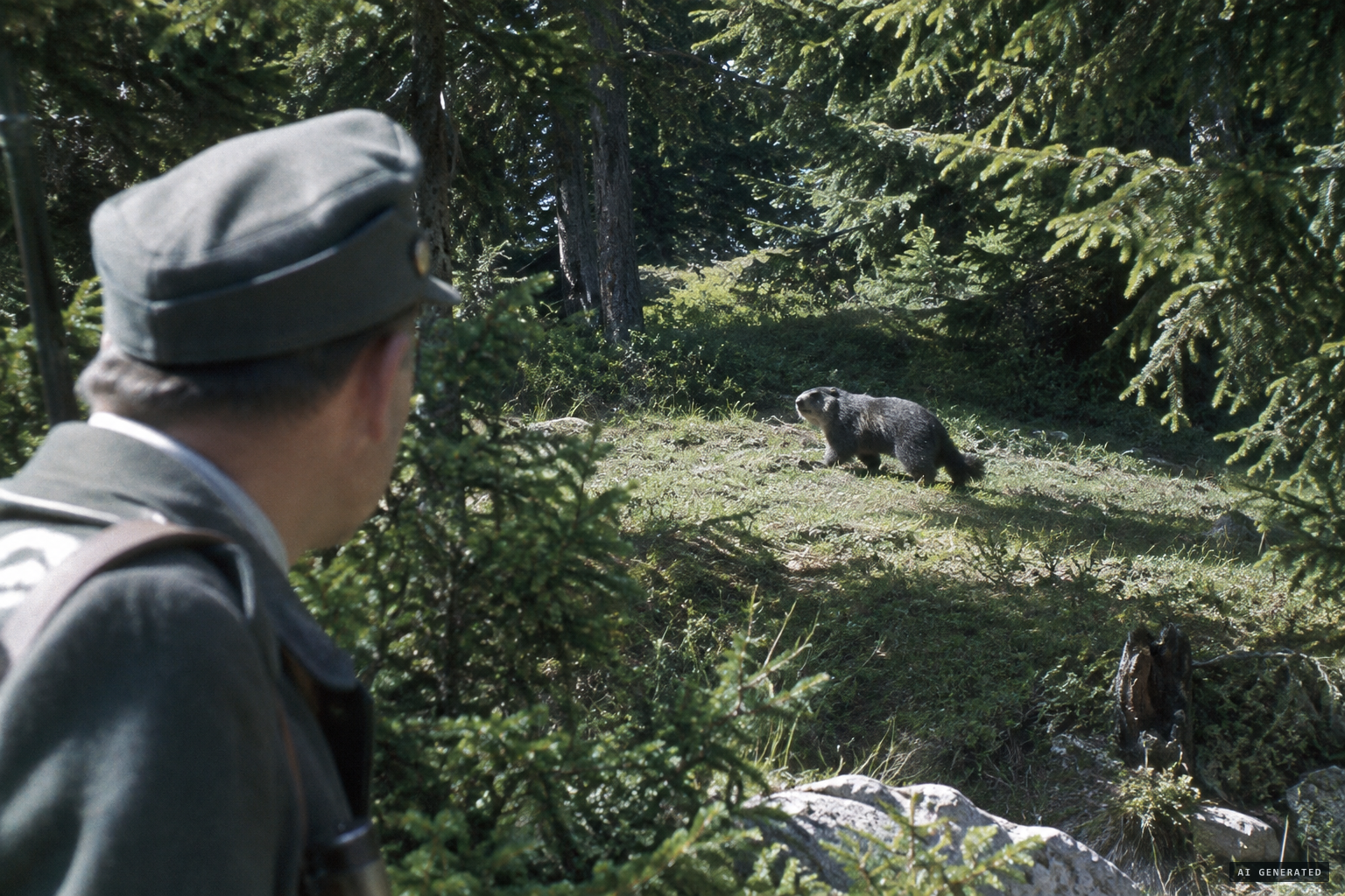 9 August 1946: a forest ranger near Oberems sees a grey-black animal with a round head and a small bushy tail.