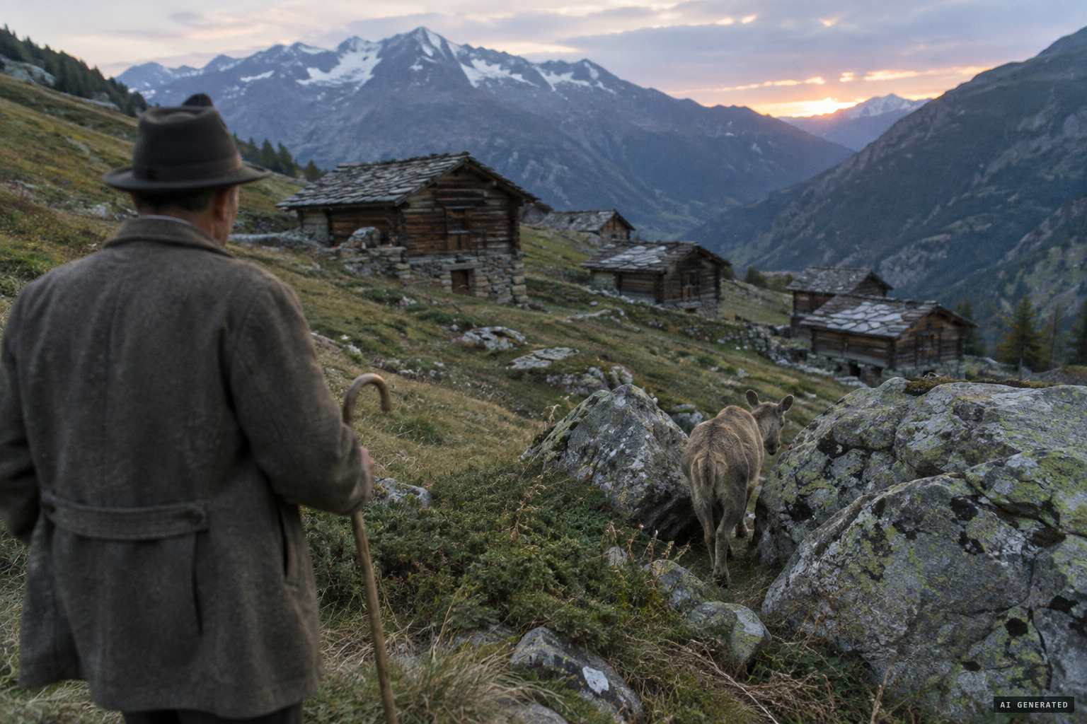 A shepherd near Evolène sees a grey coat with tawny tones.