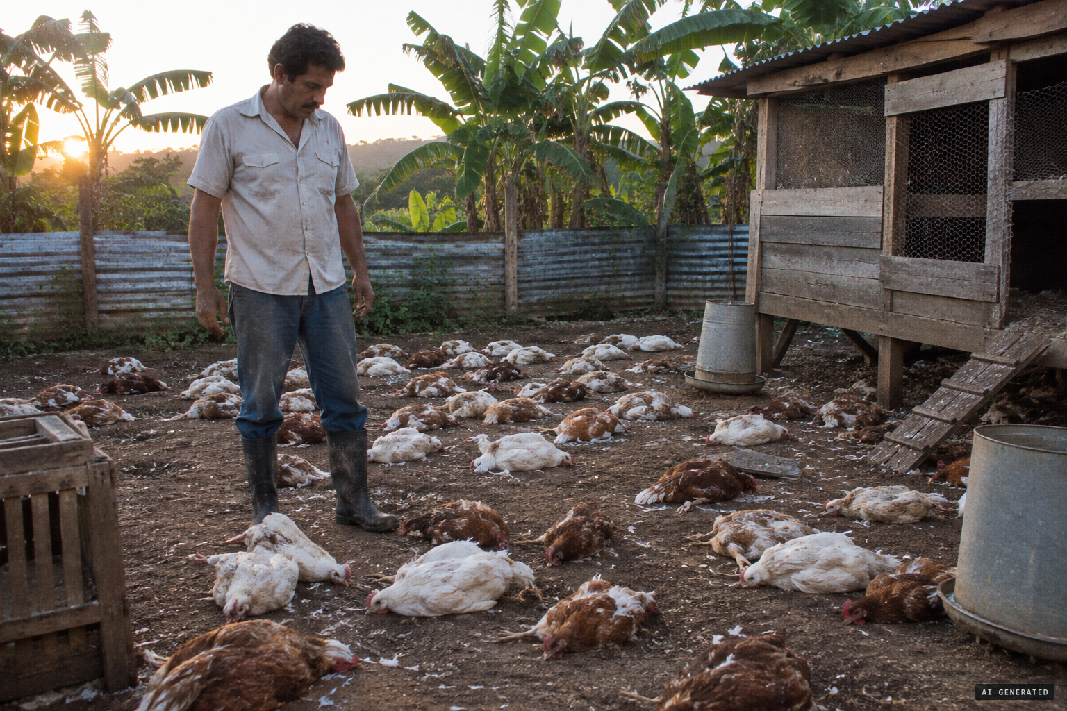 Thirty-four chickens lost in one night
