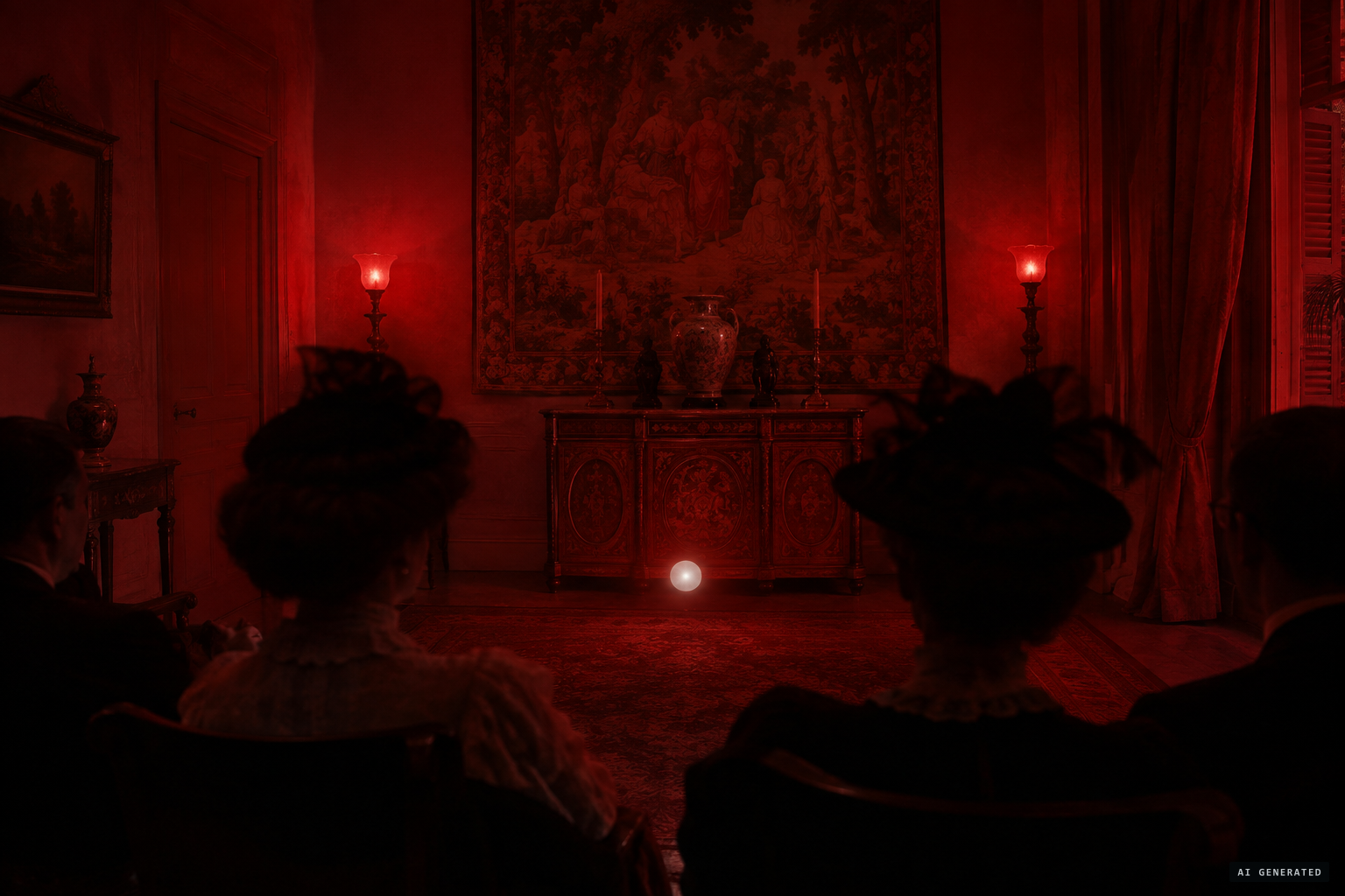 A white luminous ball floats over the floor