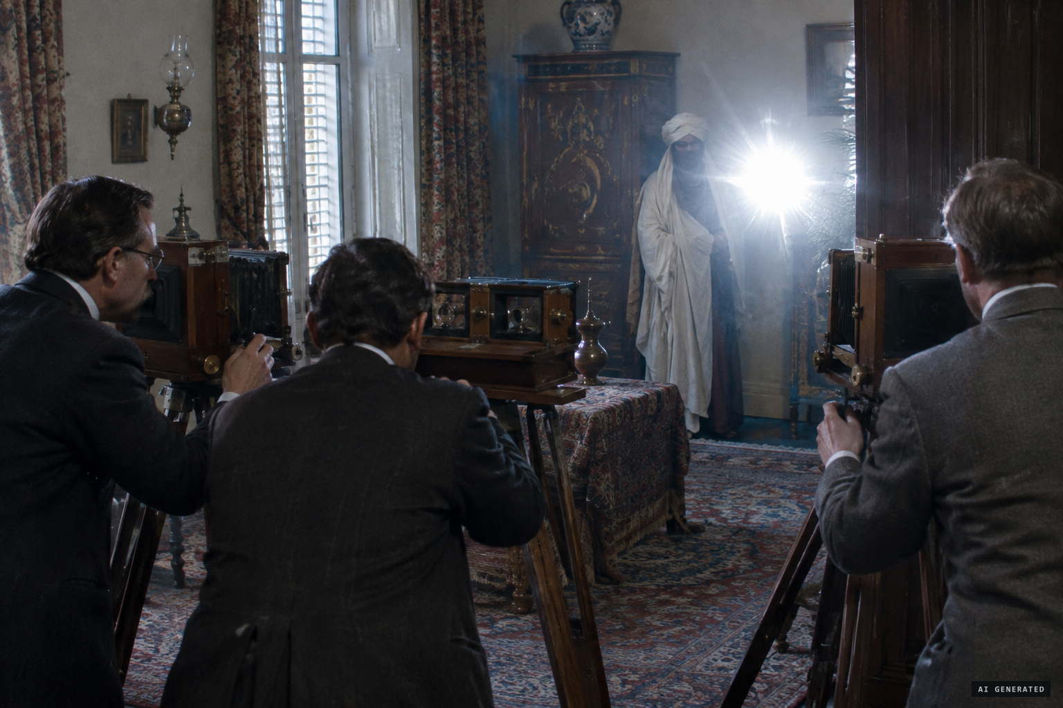 Richet and two sitters photograph the form at the same moment