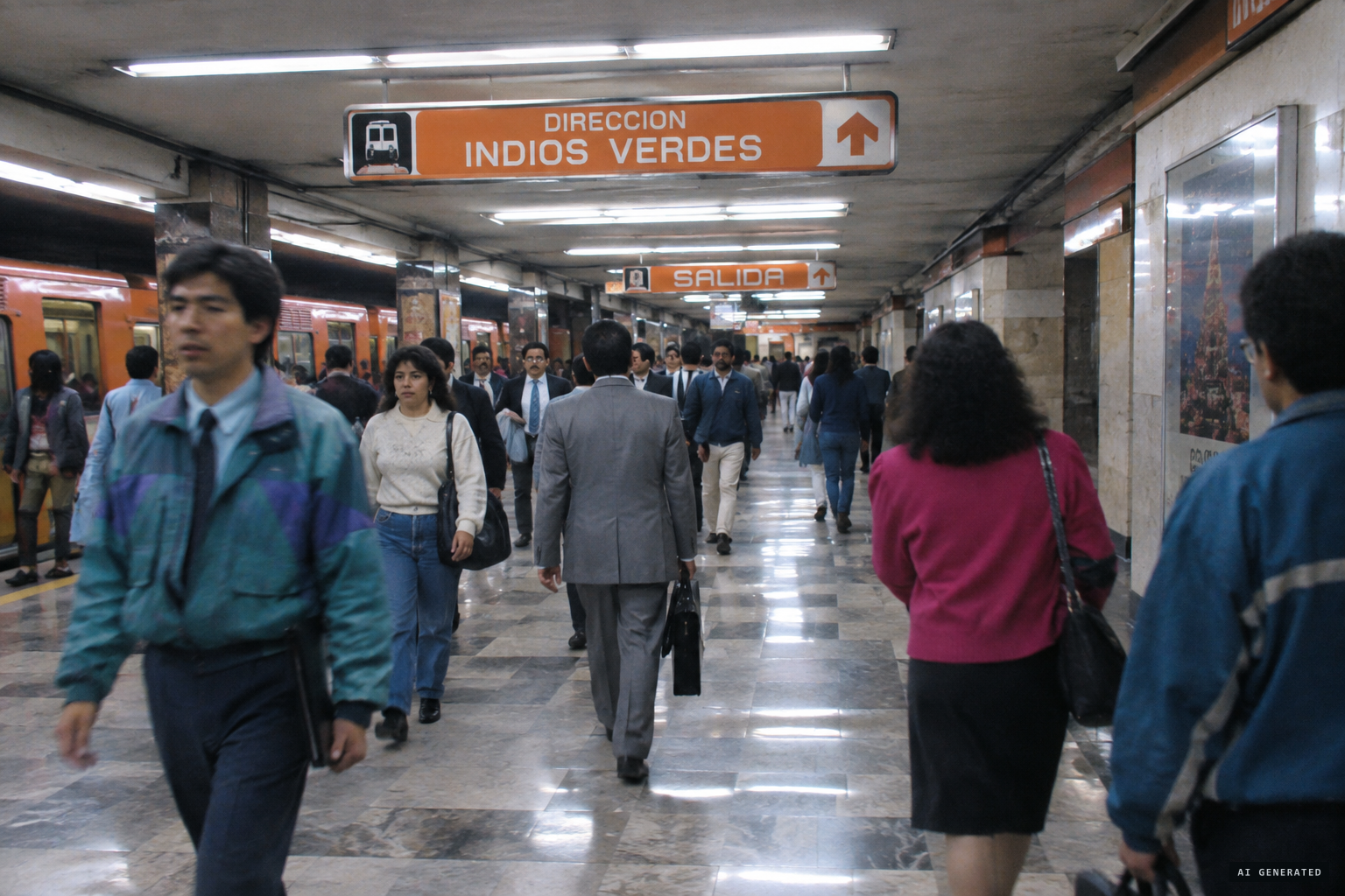 The interchange corridors of Hidalgo station, Lines 2 and 3