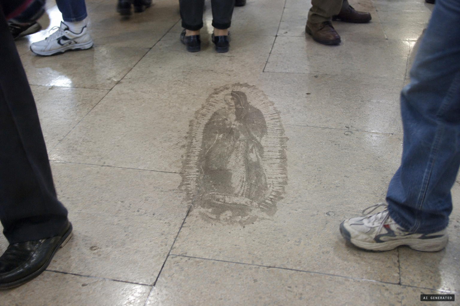 The water dried, but the veiled, faceless figure stayed